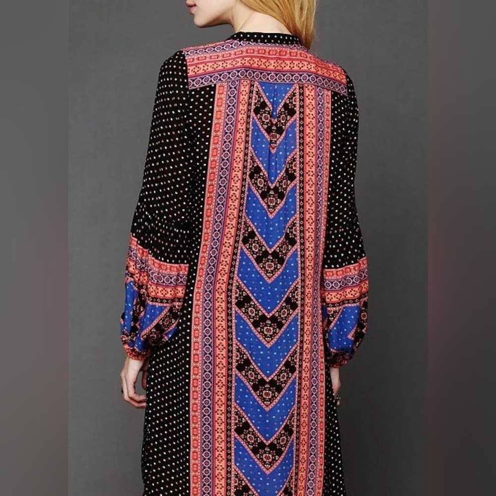 Free People Boho Aztec Print Multicolor Hi-Low V-Neck Tunic Size XS EUC - Picture 2 of 10